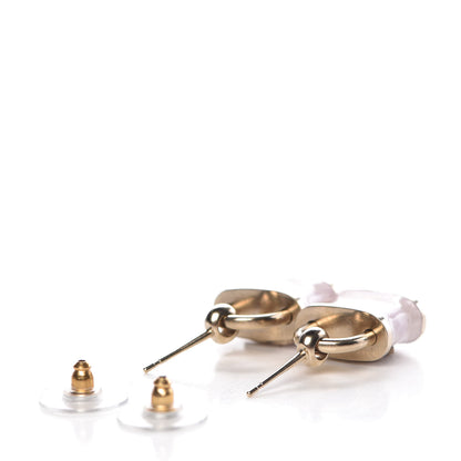 Chanel Resin Strass Silver Lock Earrings Golden Iridescent Lilac 4 of 5