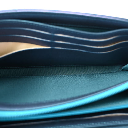 Chanel Metallic Lambskin Quilted Large Gusset Flap Wallet Turquoise 5 of 11