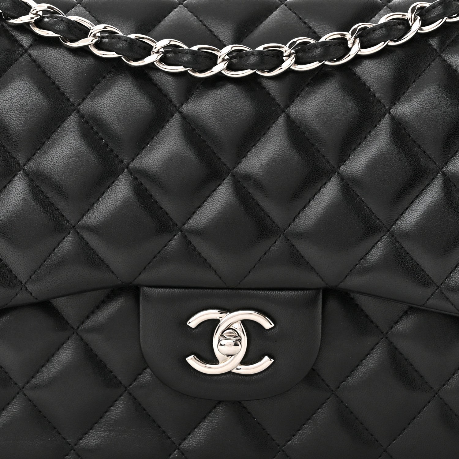 Chanel Lambskin Quilted Jumbo Double Flap Black 8 of 10