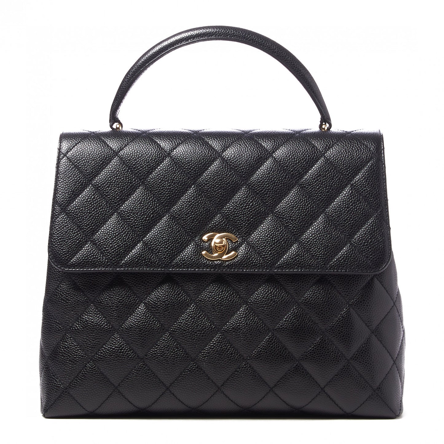 Caviar Quilted Jumbo Kelly Flap Black