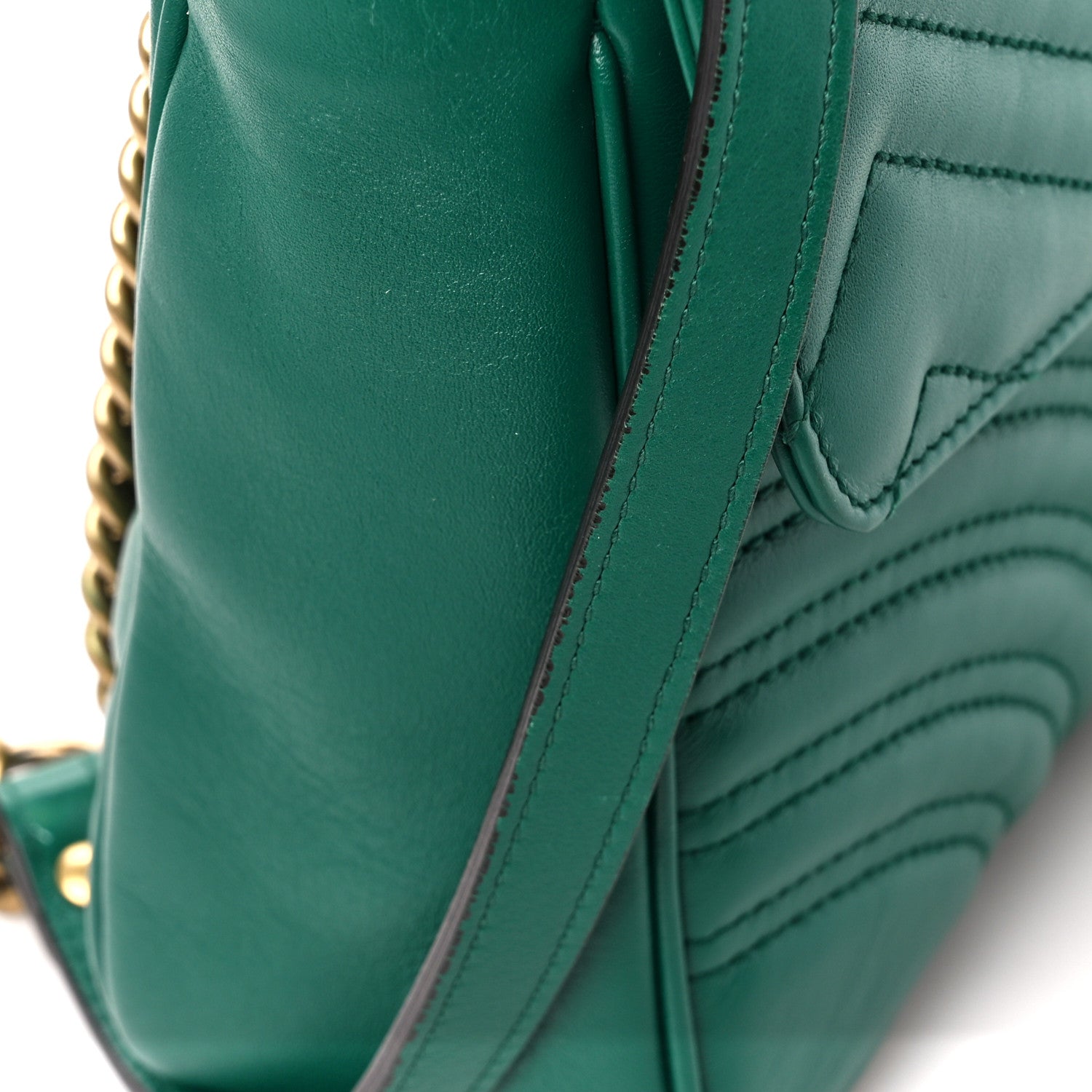Gucci Calfskin Matelasse Medium GG Marmont Shoulder Bag Emerald Green 12 of 12