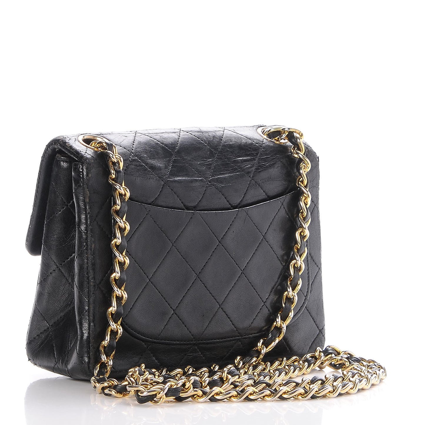 Lambskin Quilted Mini Square Flap Black