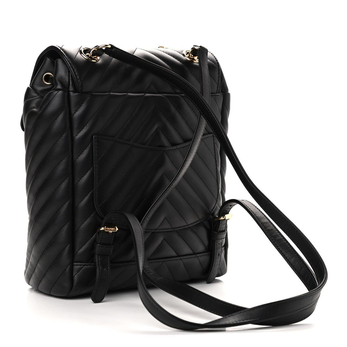 Calfskin Chevron Quilted Small Urban Spirit Backpack Black