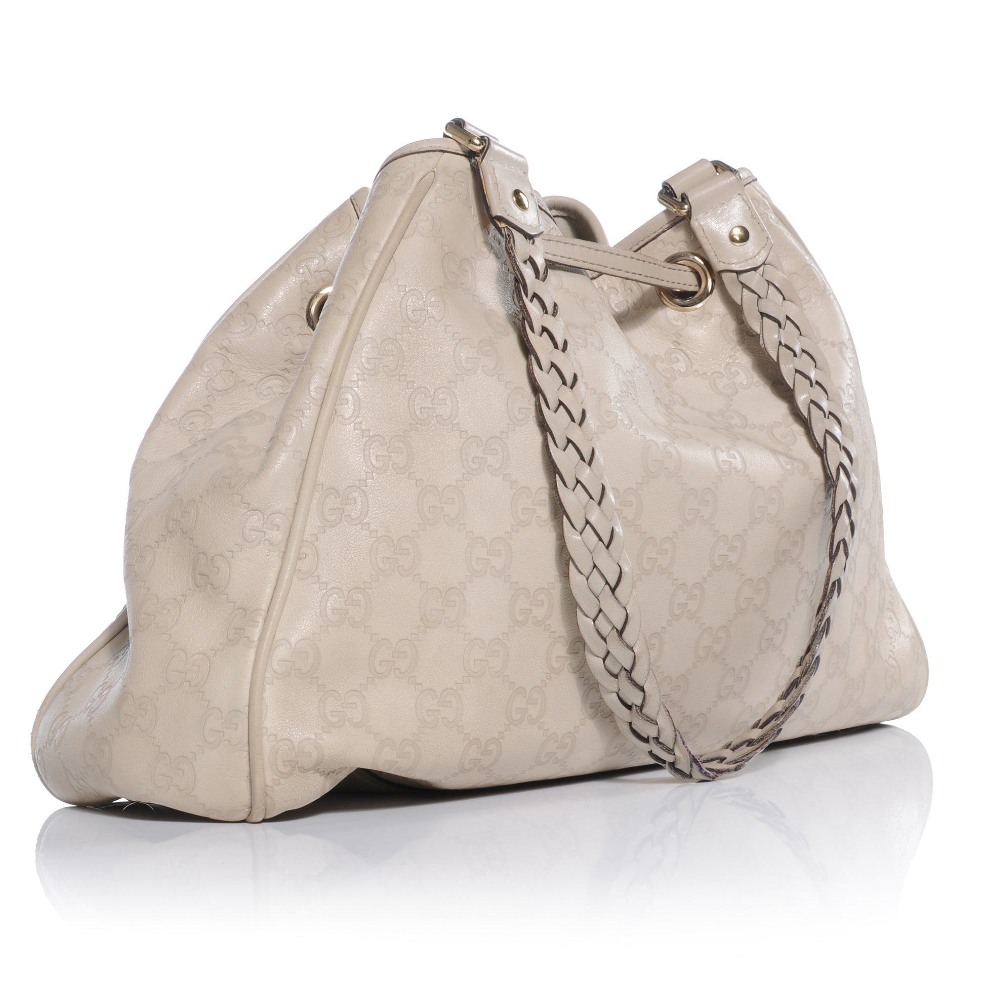 Gucci Guccissima Peggy Braided Tote Off White 3 of 8