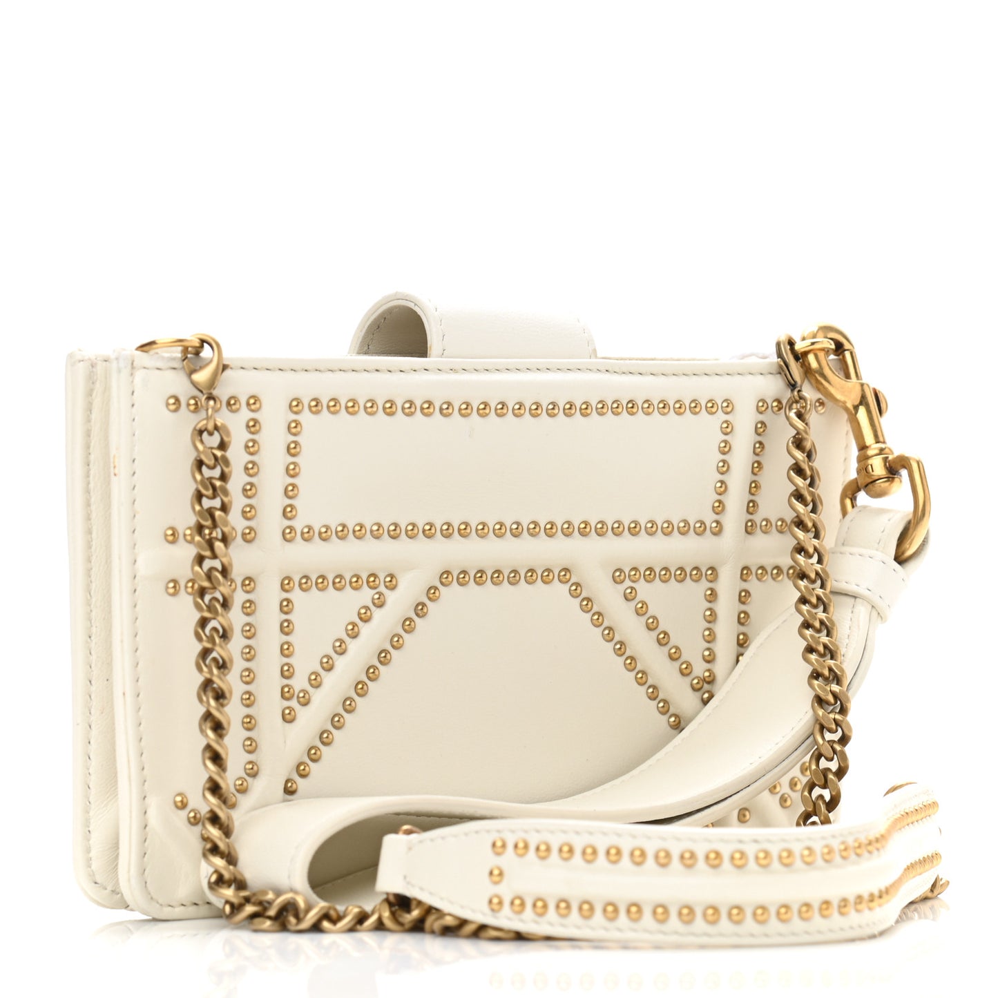 Lambskin Studded Phone Case Diorama Latte