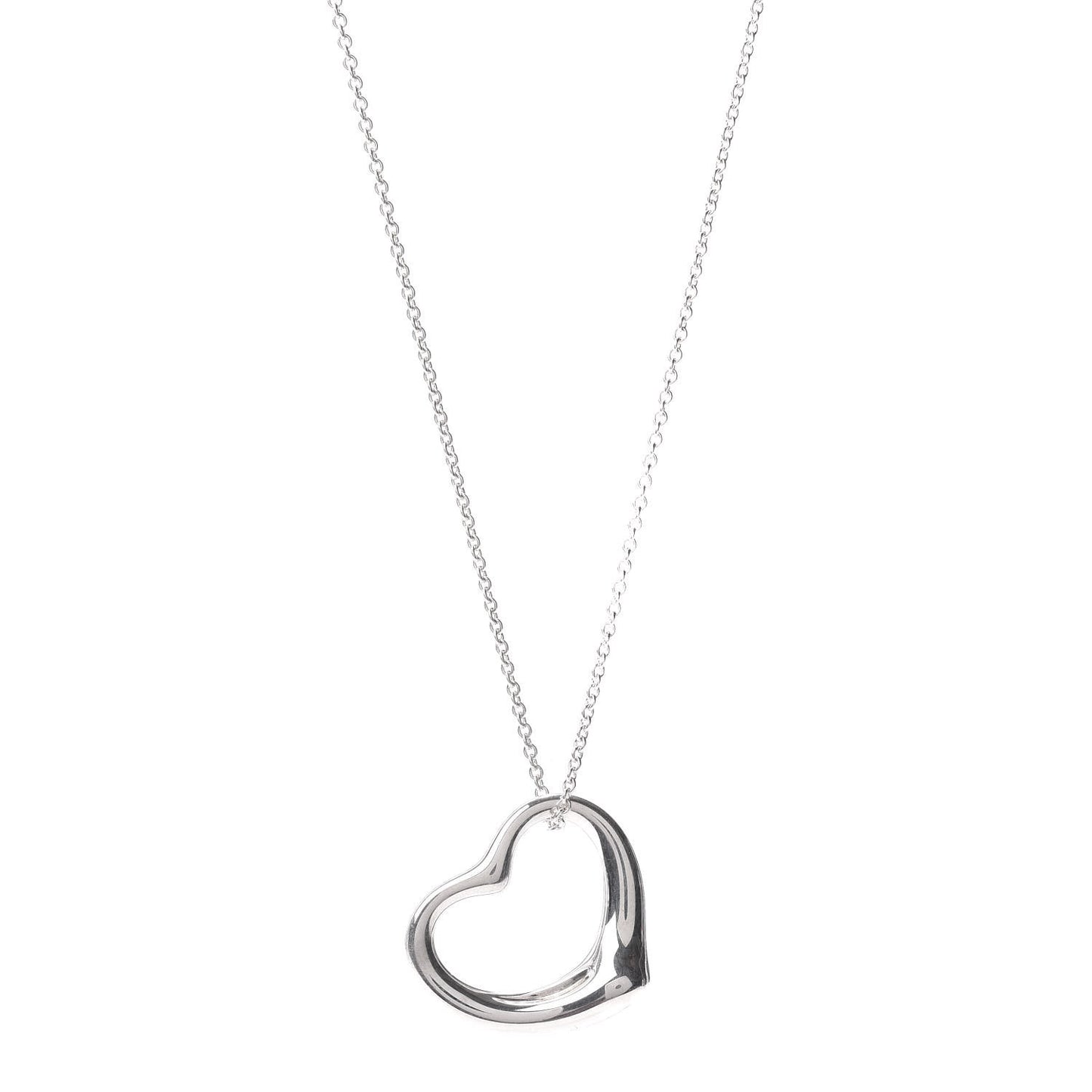 Sterling Silver 27mm Elsa Peretti Open Heart Pendant Necklace