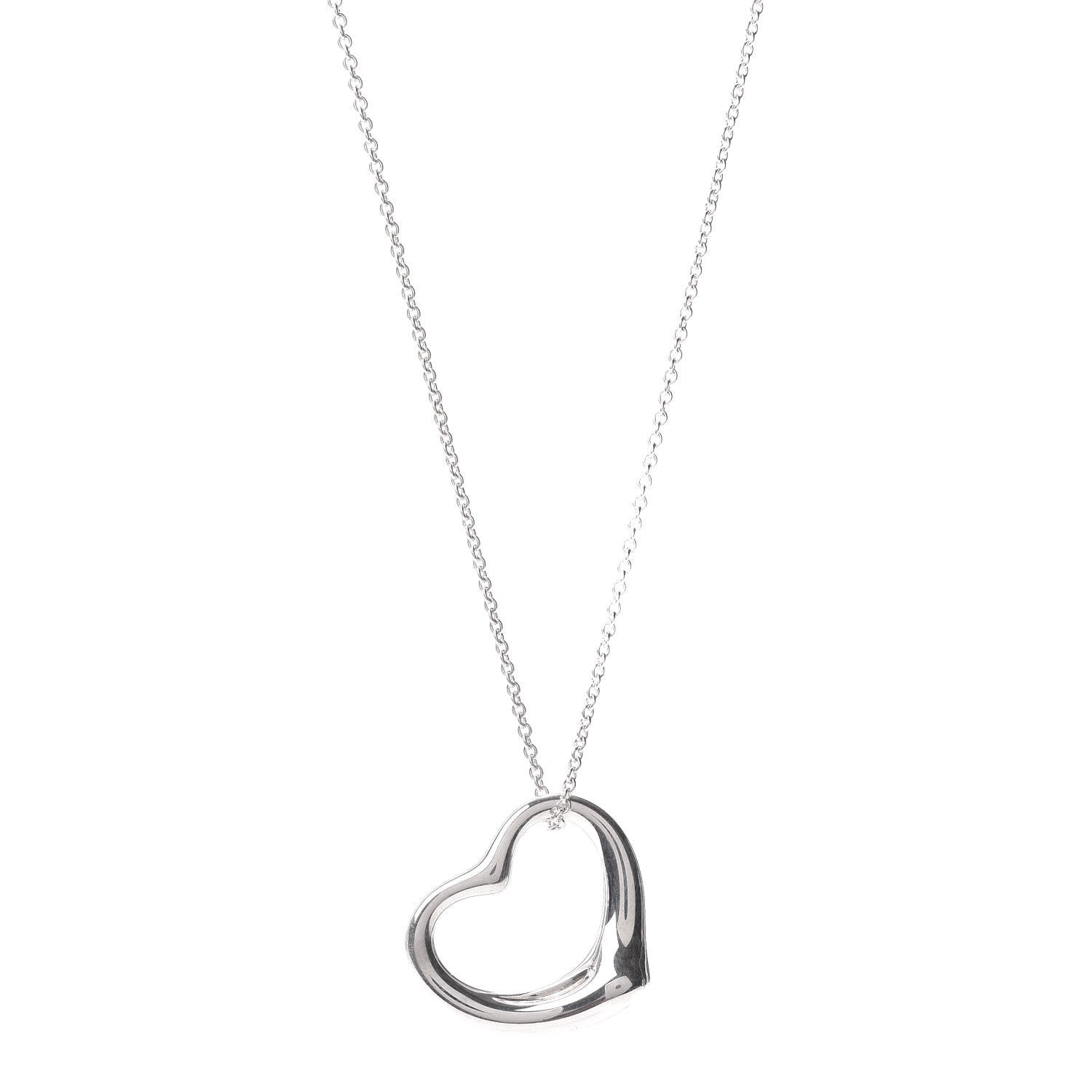Tiffany Sterling Silver 27mm Elsa Peretti Open Heart Pendant Necklace 1 of 4