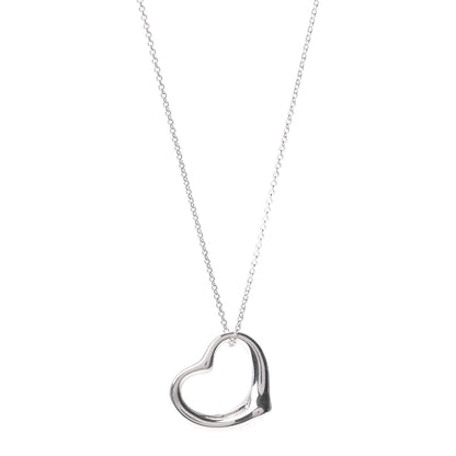 Tiffany Sterling Silver 27mm Elsa Peretti Open Heart Pendant Necklace 1 of 4