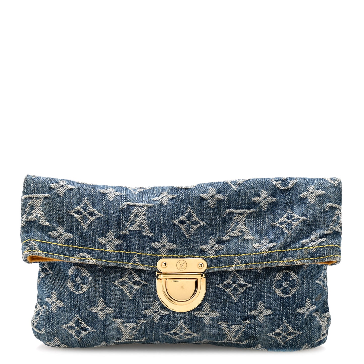 Monogram Denim Pochette Plat Clutch Blue