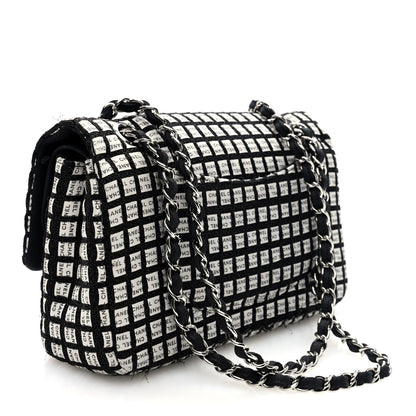 Chanel Ribbon Tweed Medium Double Flap Black White 3 of 10