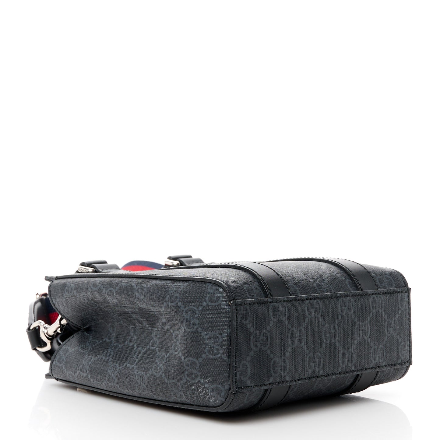 GG Supreme Monogram Appia Calfskin Web Mini Tote Bag Black