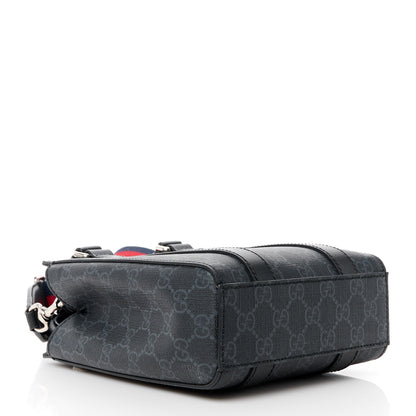 Gucci GG Supreme Monogram Appia Calfskin Web Mini Tote Bag Black 4 of 11