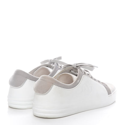 Chanel Calfskin Velvet Womens CC Sneakers 40.5 White Silver 4 of 13