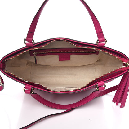 Gucci Pebbled Calfskin Small Soho Top Handle Bag Bright Bougainvillea 6 of 10