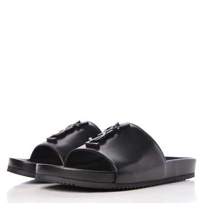 Saint Laurent Calfskin Monogram Joan Slide Sandals 35.5 Black 3 of 10