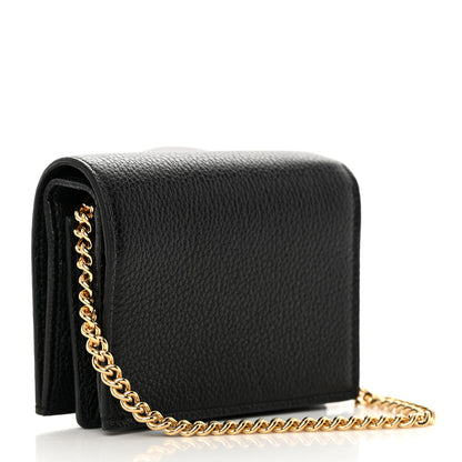 Gucci Grainy Calfskin Zumi Chain Card Case Wallet Black 3 of 7