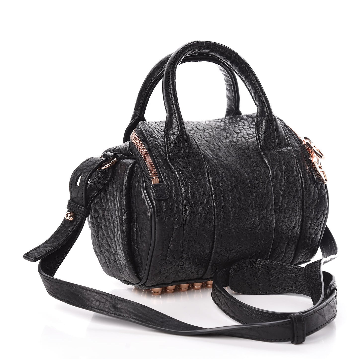 Pebbled Lambskin Mini Rockie Black Rose Gold Hardware