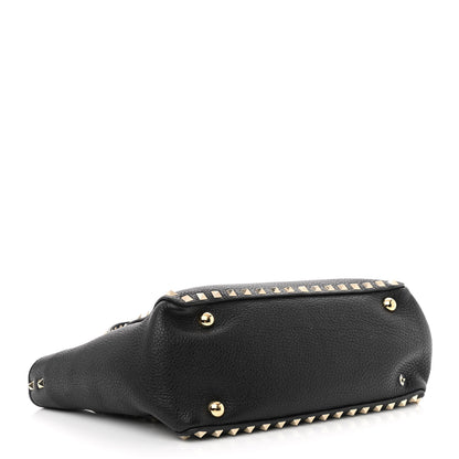 Valentino Garavani Grained Calfskin Small Rockstud Tote Black 4 of 10