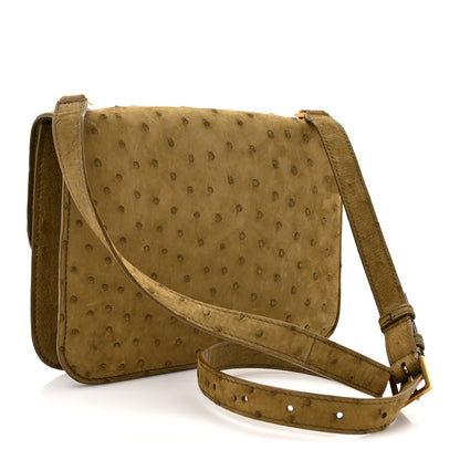 Saint Laurent Ostrich Carre Satchel Green 3 of 10