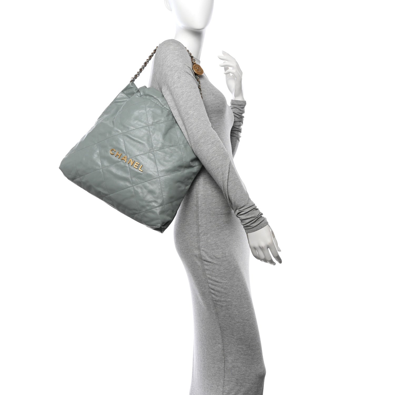 Chanel Shiny Calfskin Quilted Chanel 22 Grey 2 of 12