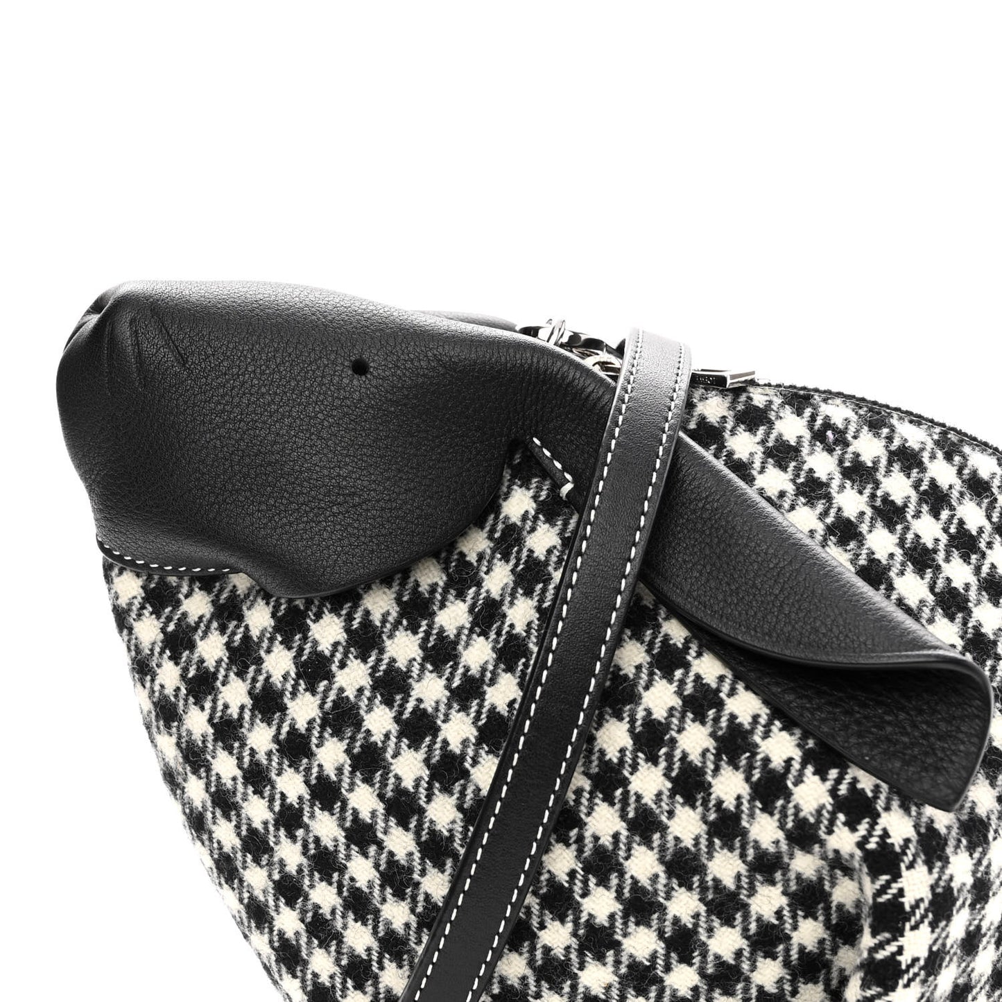 Tweed Mini Bunny Crossbody Bag Black White