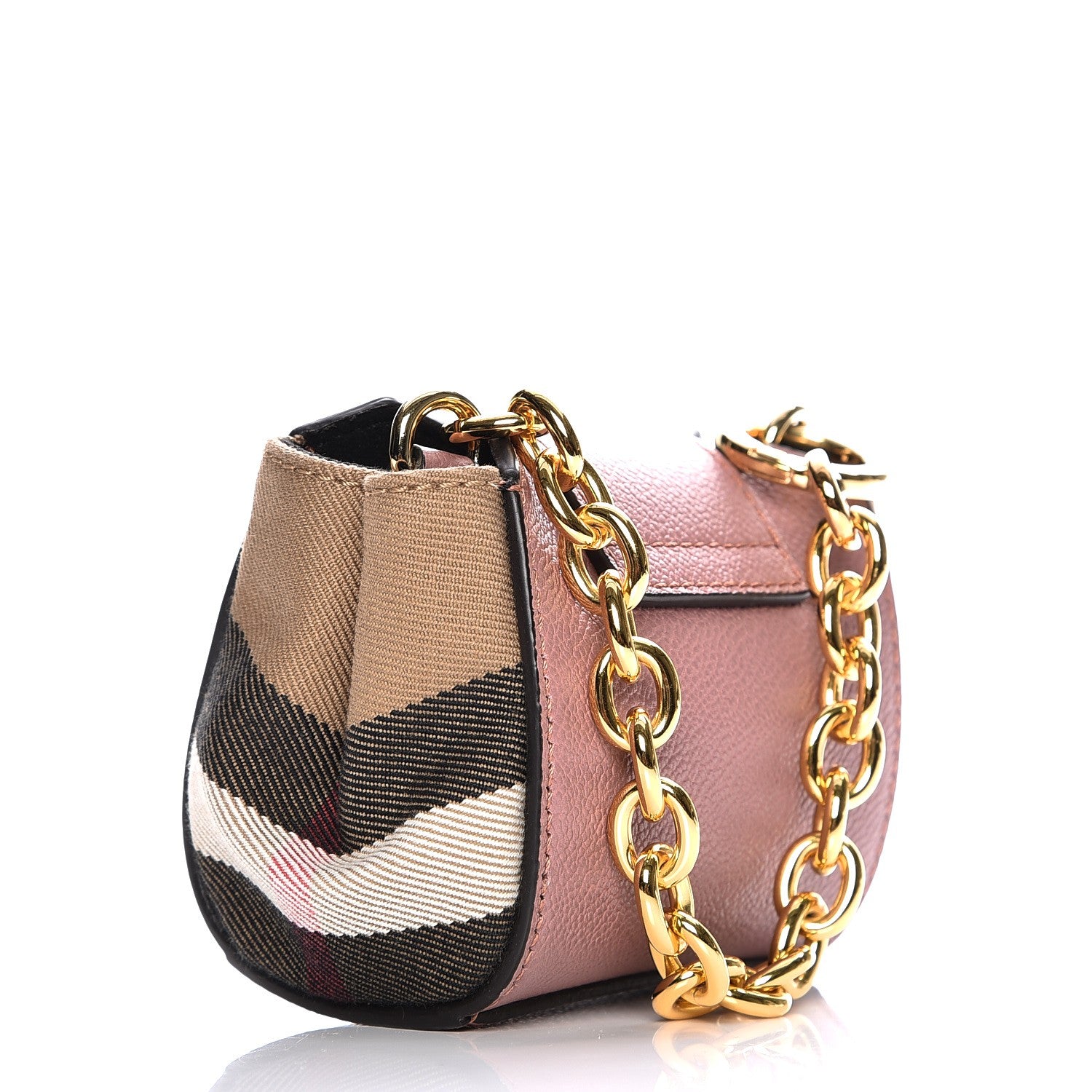 Burberry House Check Soft Grain Calfskin Mini Buckle Tote Charm Dusty Pink 3 of 7