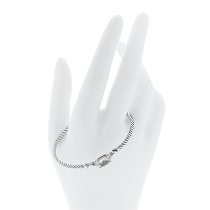 David Yurman Sterling Silver Diamond Prasiolite 3mm Petite Wheaton Bracelet 2 of 4