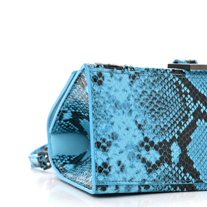Balenciaga Shiny Calfskin Python Effect Small Hourglass Top Handle Bag Azur Black 9 of 12