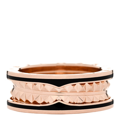 Bulgari 18K Rose Gold Black Ceramic B.Zero1 Rock Two-Band Ring 58 8.25 1 of 7