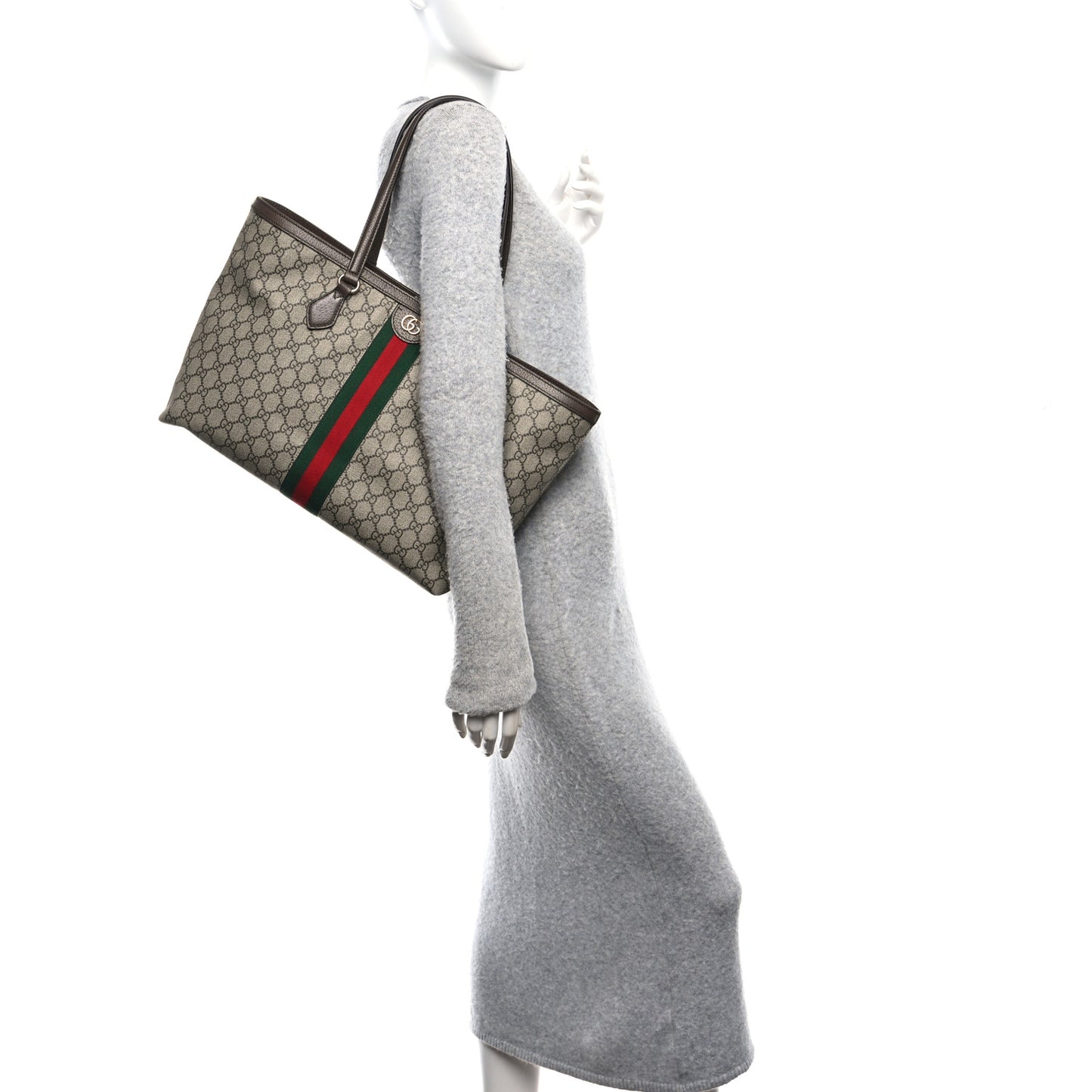 GG Supreme Monogram Medium Ophidia Shopping Tote Brown