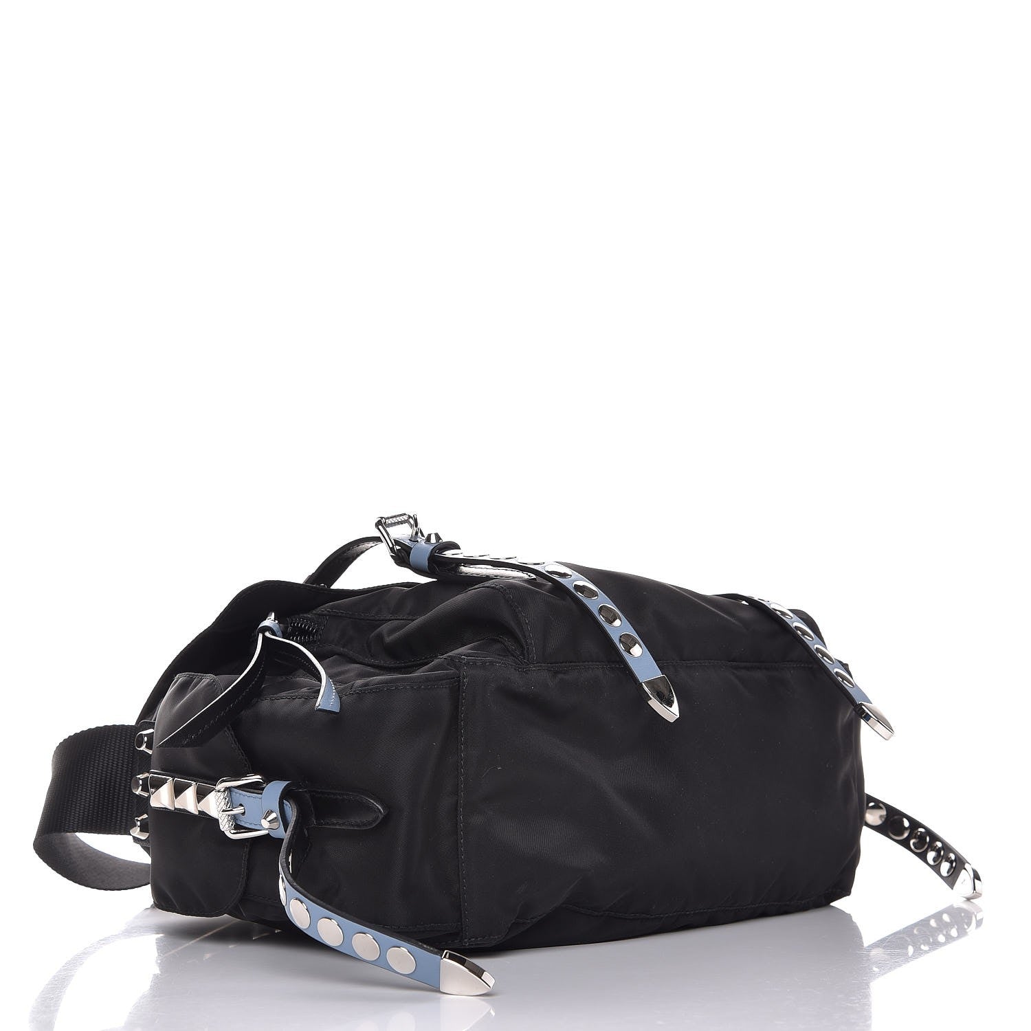 Prada Nylon New Vela Studded Messenger Black Astrale 4 of 7