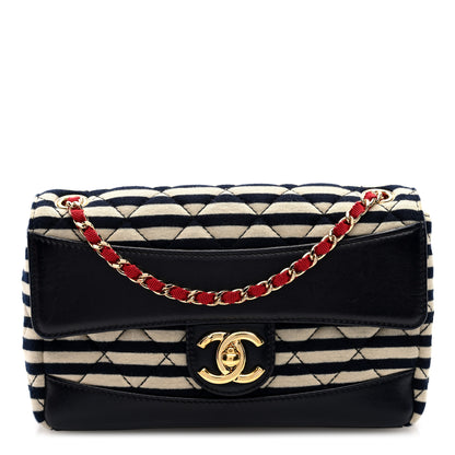 Chanel Jersey Quilted Small Coco Sailor Flap Black White 1 of 11