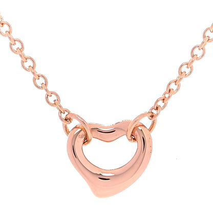 Tiffany 18K Rose Gold 2 Diamond Elsa Peretti Diamonds by the Yard Open Heart Pendant Necklace 3 of 8
