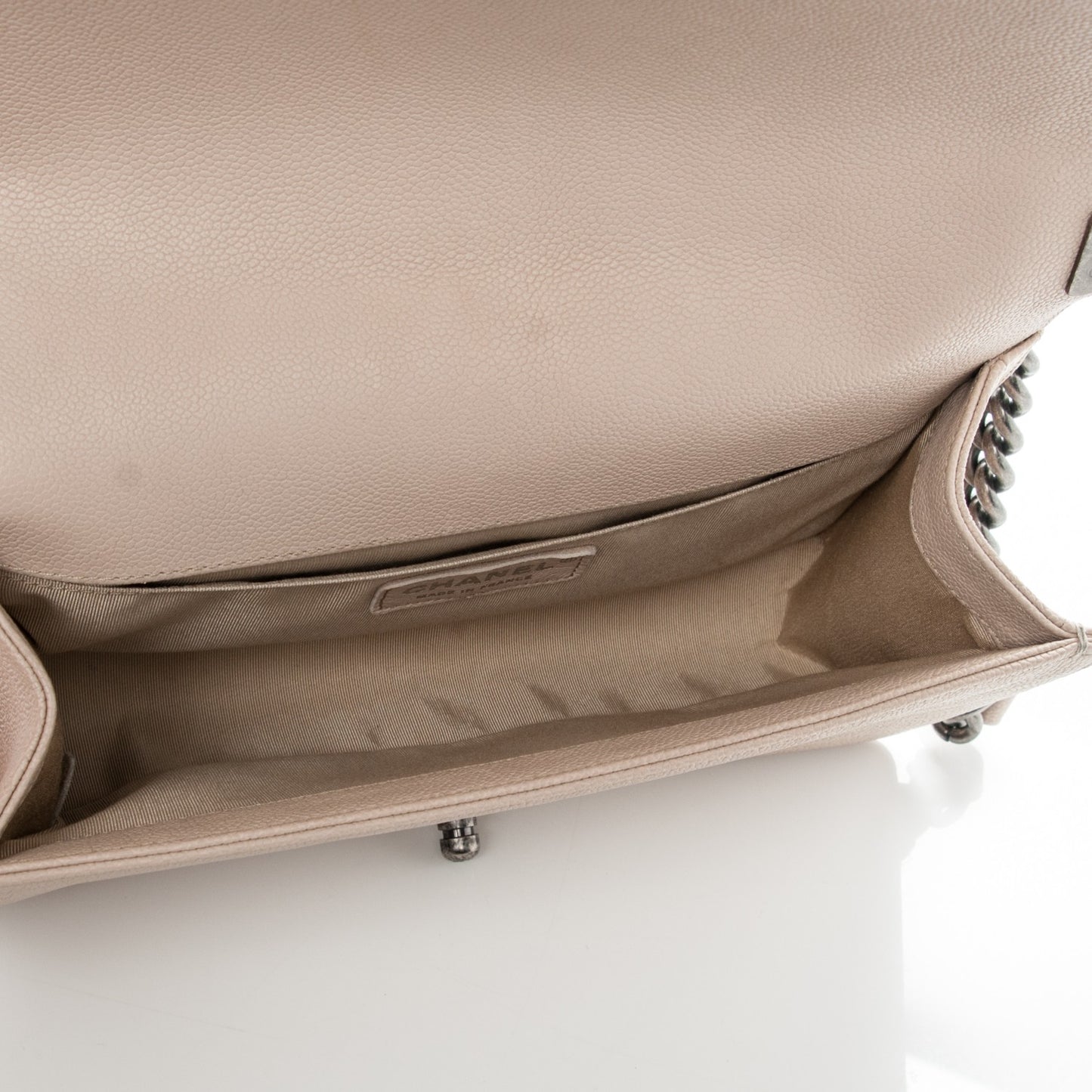 Caviar Quilted Medium Boy Flap Beige