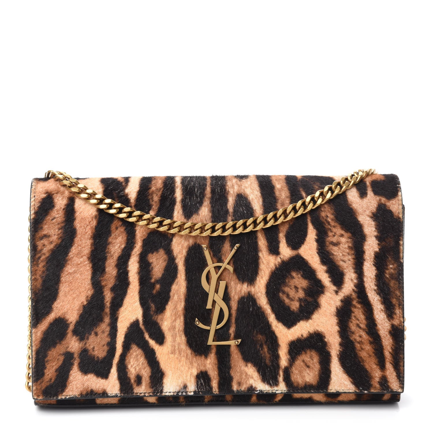 Saint Laurent Calf Hair Monogram Chain Wallet Leopard 1 of 12