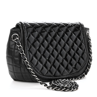 Chanel Lambskin Patent Classic Twist Crescent Flap Bag Black 3 of 10