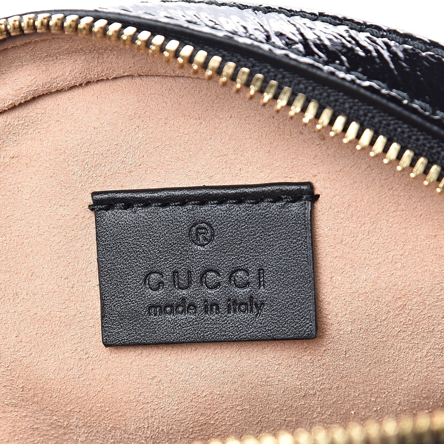 Suede Patent Web Mini Ophidia Round Shoulder Bag Black