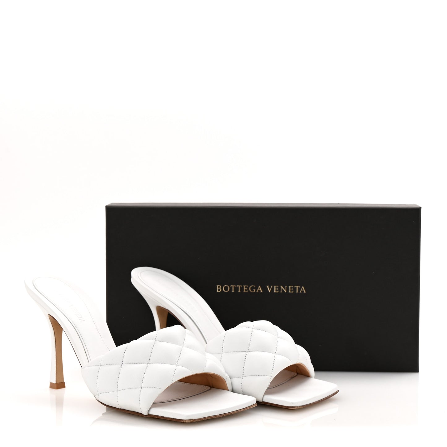 Nappa Matelasse Padded Mule Sandals 39.5 Optic White