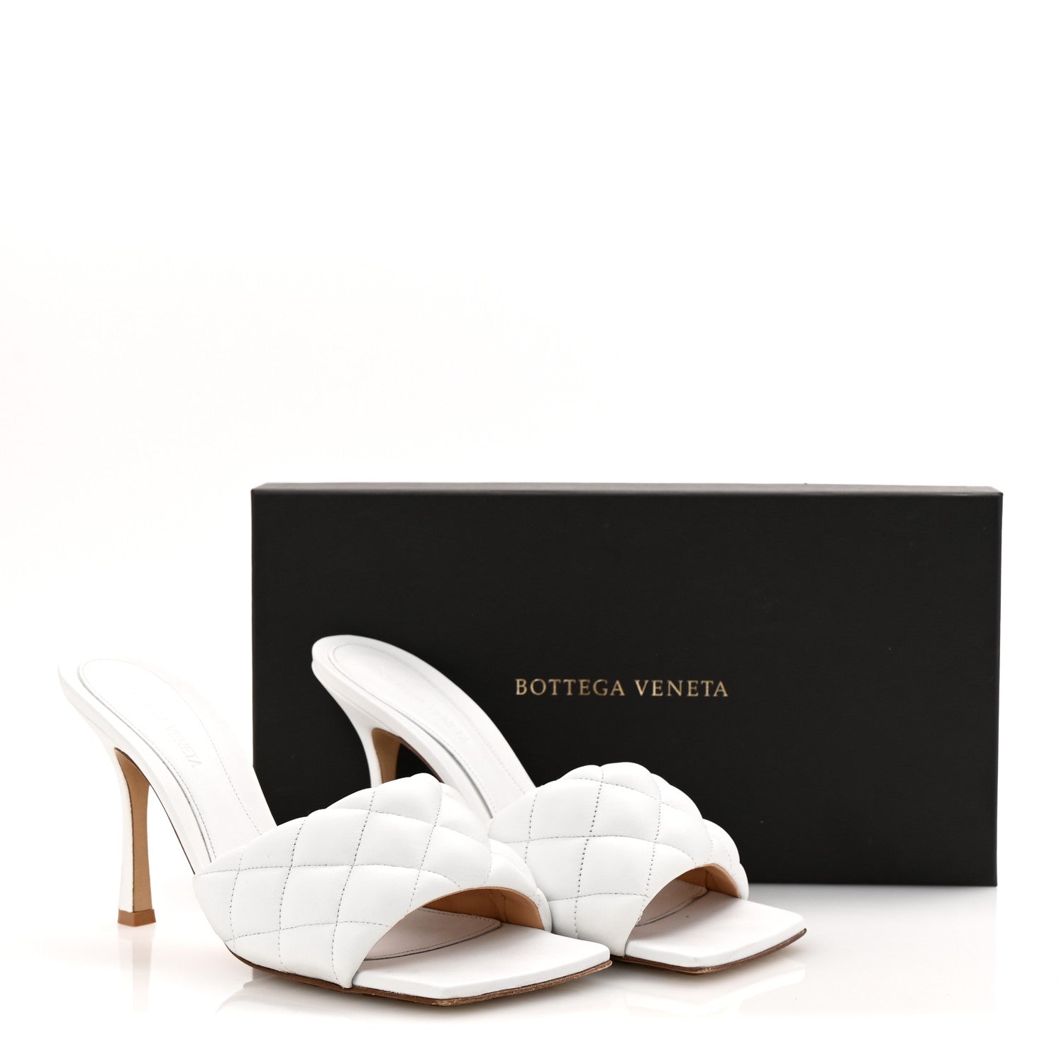 Bottega Veneta Nappa Matelasse Padded Mule Sandals 39.5 Optic White 10 of 10