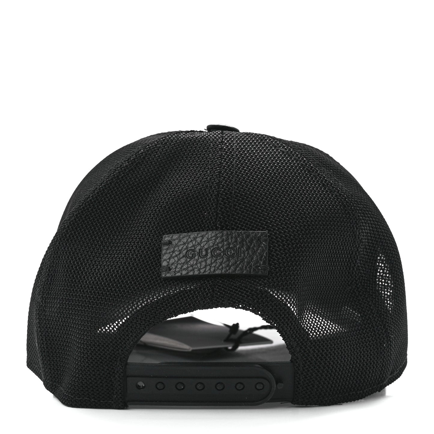 Nylon Light Mesh Dollar Calfskin GG Monogram Baseball Hat M Black