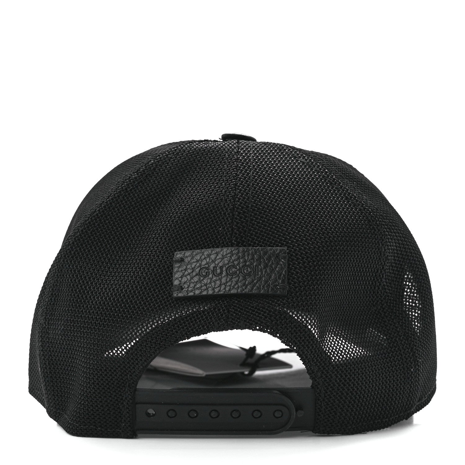 Gucci Nylon Light Mesh Dollar Calfskin GG Monogram Baseball Hat M Black 5 of 9