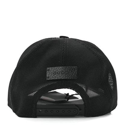 Gucci Nylon Light Mesh Dollar Calfskin GG Monogram Baseball Hat M Black 5 of 9