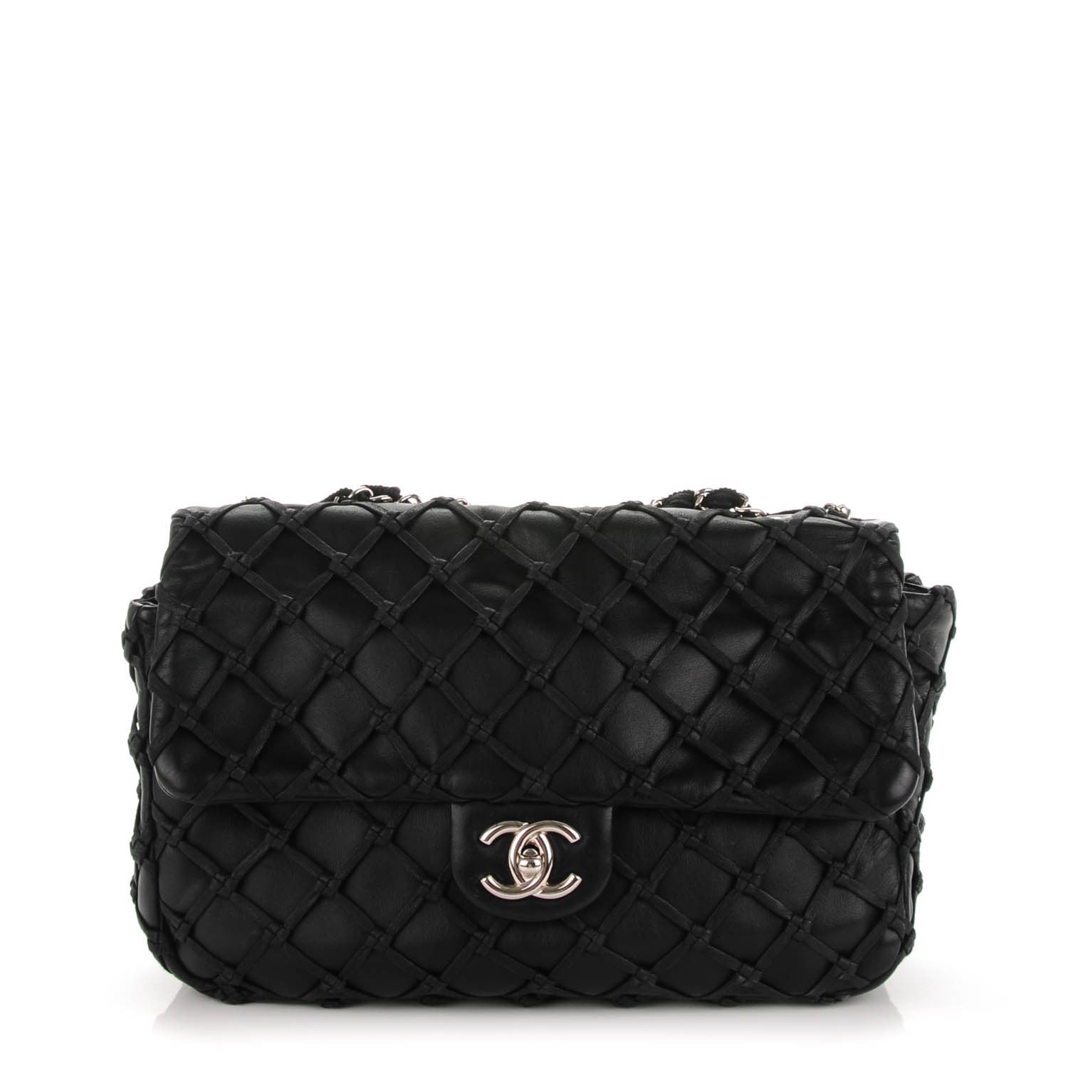 Chanel Lambskin Jumbo Canebiers Net Flap Black 1 of 8