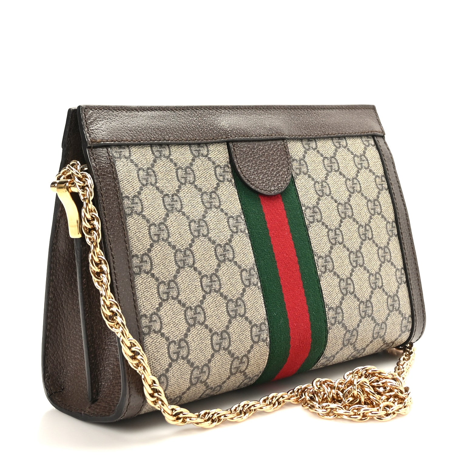 Gucci GG Supreme Monogram Web Small Ophidia Chain Shoulder Bag Brown 3 of 10
