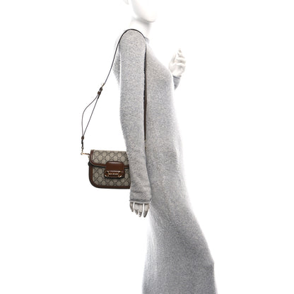 Gucci GG Supreme Monogram Web Mini Horsebit 1955 Shoulder Bag Beige Brown Sugar 2 of 13