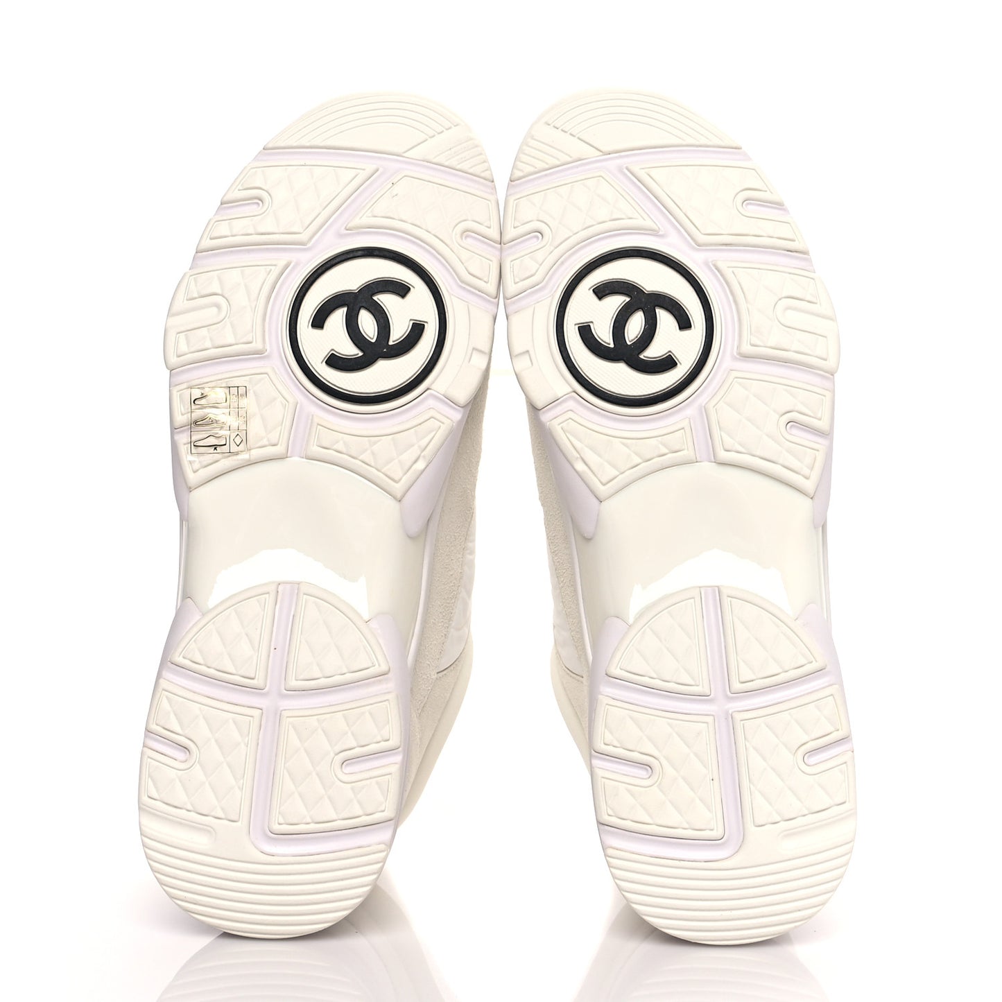 Nylon Calfskin Suede Fabric CC Sneakers 39.5 White