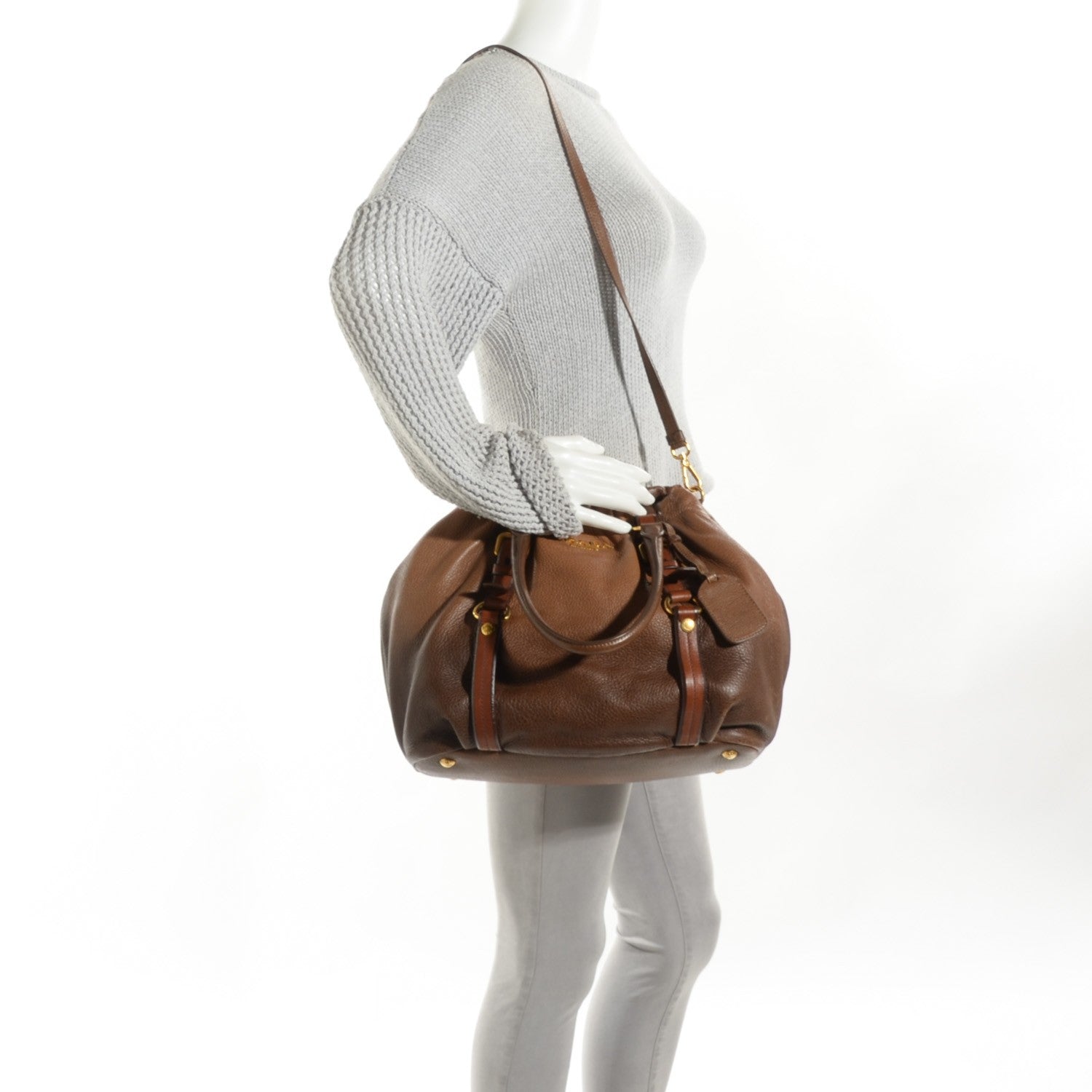 Prada Cervo Antik Shoulder Bag Cammello Sfumato 2 of 10