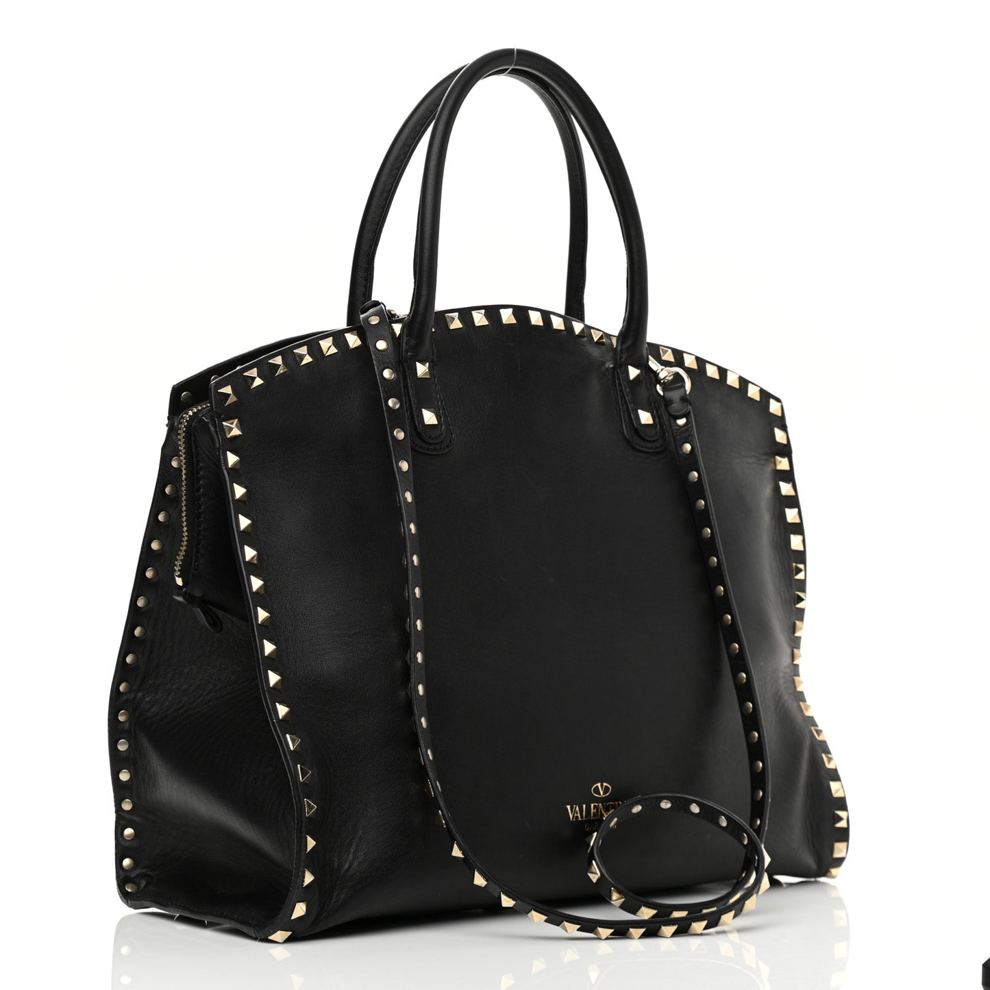 Vitello Rockstud Dome Shopper Black