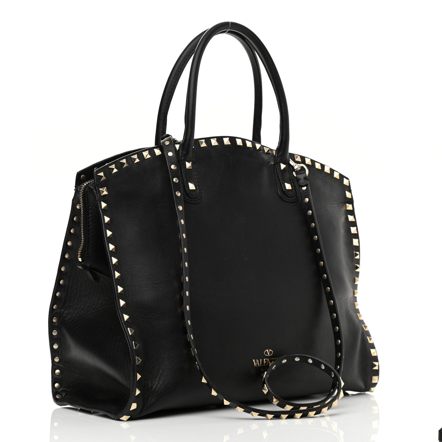 Valentino Garavani Vitello Rockstud Dome Shopper Black 3 of 15