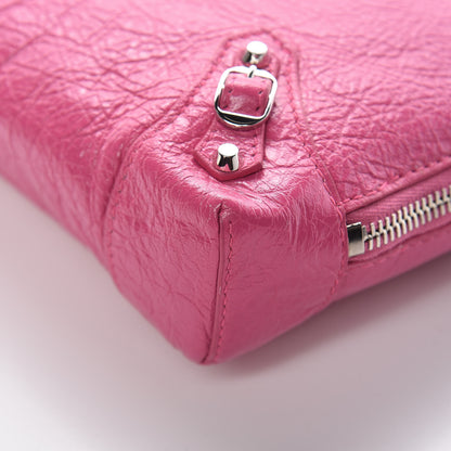 Balenciaga Agneau Arena Classic Silver Hardware Pouch With A Chain Crossbody Rose Flamingo 10 of 12